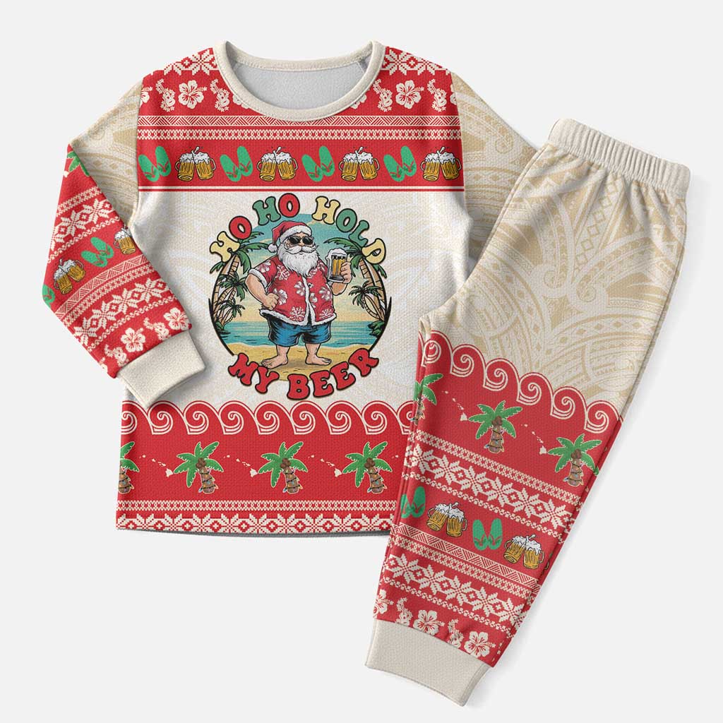 Mele Kalikimaka Hawaii Christmas Pajama Set Funny Beer-Loving Santa Hawaiian Tropical - Polynesian Pride