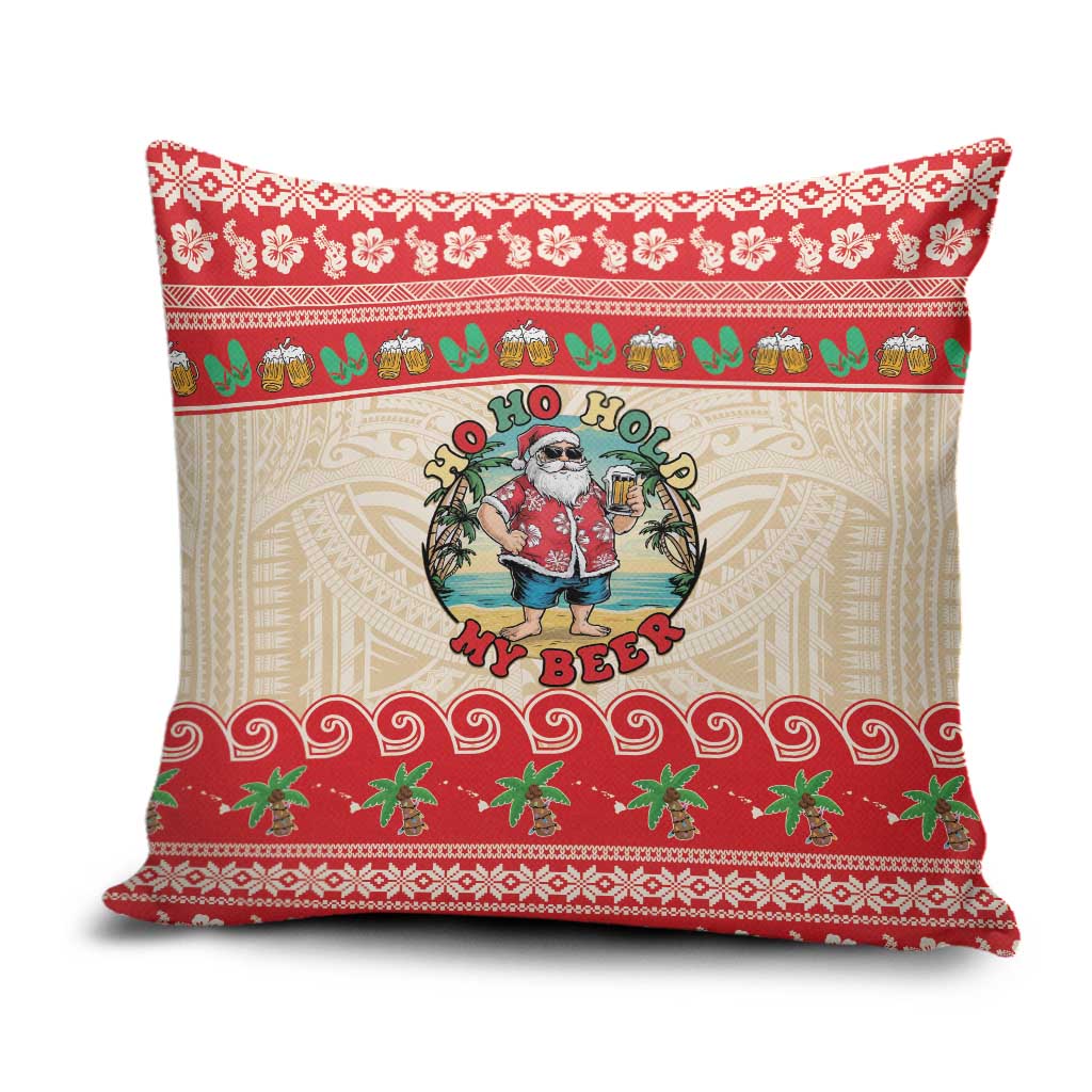Mele Kalikimaka Hawaii Pillow Cover Funny Beer-Loving Santa Hawaiian Tropical - Polynesian Pride
