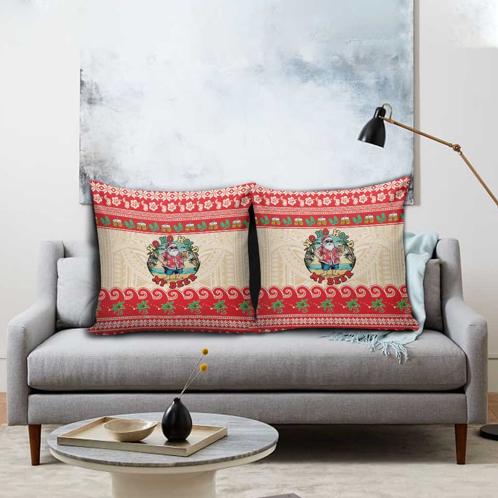 Mele Kalikimaka Hawaii Pillow Cover Funny Beer-Loving Santa Hawaiian Tropical - Polynesian Pride