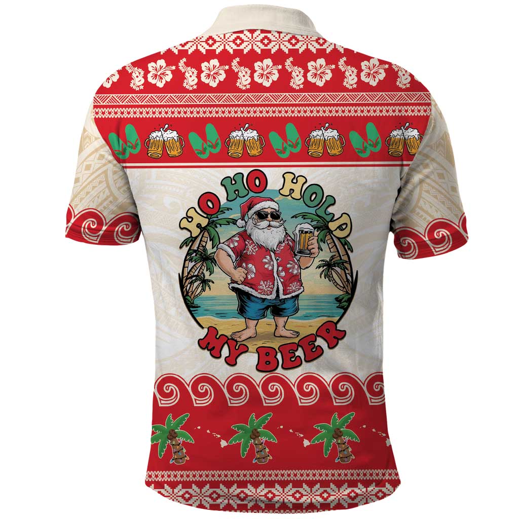 Mele Kalikimaka Hawaii Polo Shirt Funny Beer-Loving Santa Hawaiian Tropical - Polynesian Pride