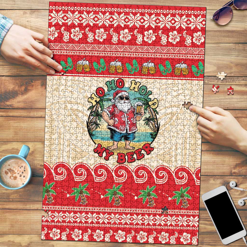 Mele Kalikimaka Hawaii Puzzle Funny Beer-Loving Santa Hawaiian Tropical - Polynesian Pride