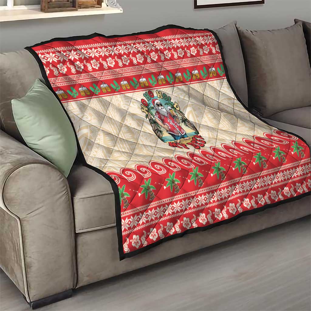 Mele Kalikimaka Hawaii Quilt Funny Beer-Loving Santa Hawaiian Tropical - Polynesian Pride