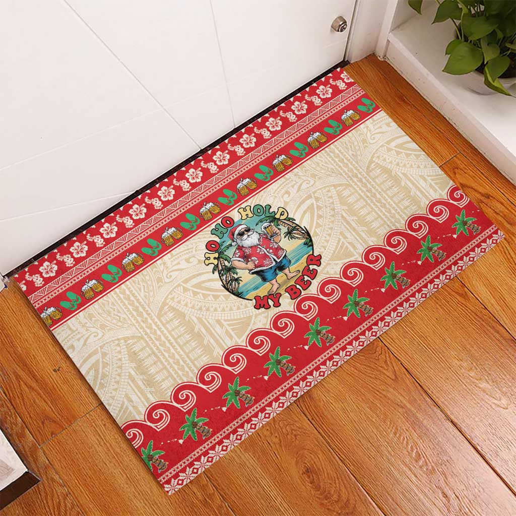 Mele Kalikimaka Hawaii Rubber Doormat Funny Beer-Loving Santa Hawaiian Tropical - Polynesian Pride