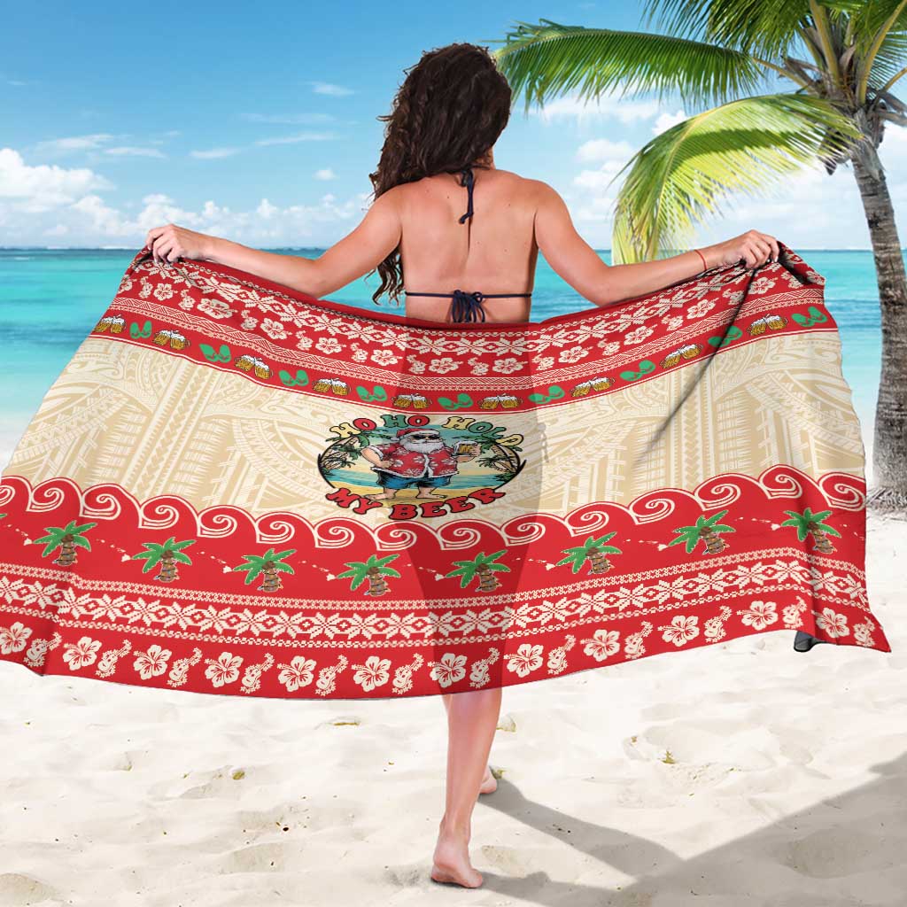 Mele Kalikimaka Hawaii Sarong Funny Beer-Loving Santa Hawaiian Tropical - Polynesian Pride