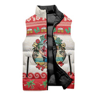 Mele Kalikimaka Hawaii Sleeveless Puffer Jacket Funny Beer-Loving Santa Hawaiian Tropical - Polynesian Pride