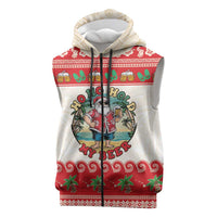 Mele Kalikimaka Hawaii Sleeveless Zip Hoodie Funny Beer-Loving Santa Hawaiian Tropical - Polynesian Pride