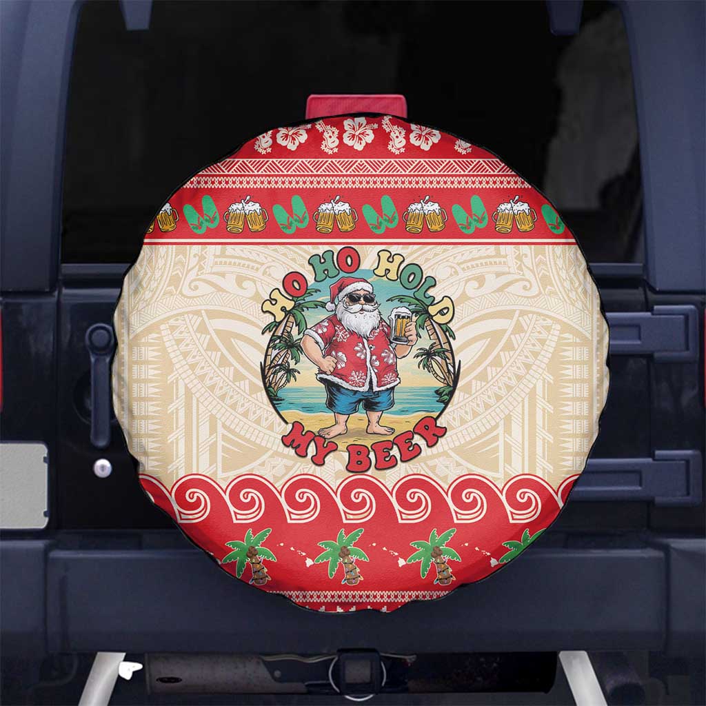 Mele Kalikimaka Hawaii Spare Tire Cover Funny Beer-Loving Santa Hawaiian Tropical - Polynesian Pride