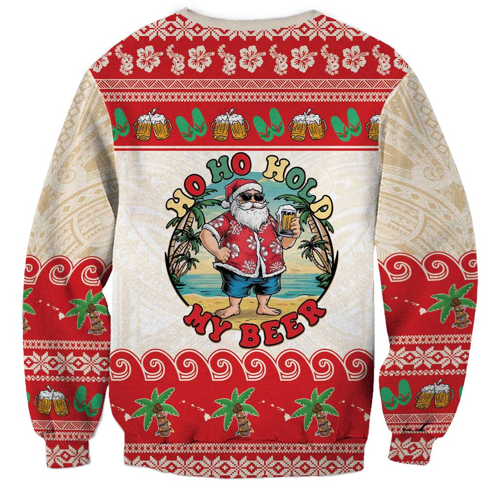 Mele Kalikimaka Hawaii Sweatshirt Funny Beer-Loving Santa Hawaiian Tropical - Polynesian Pride