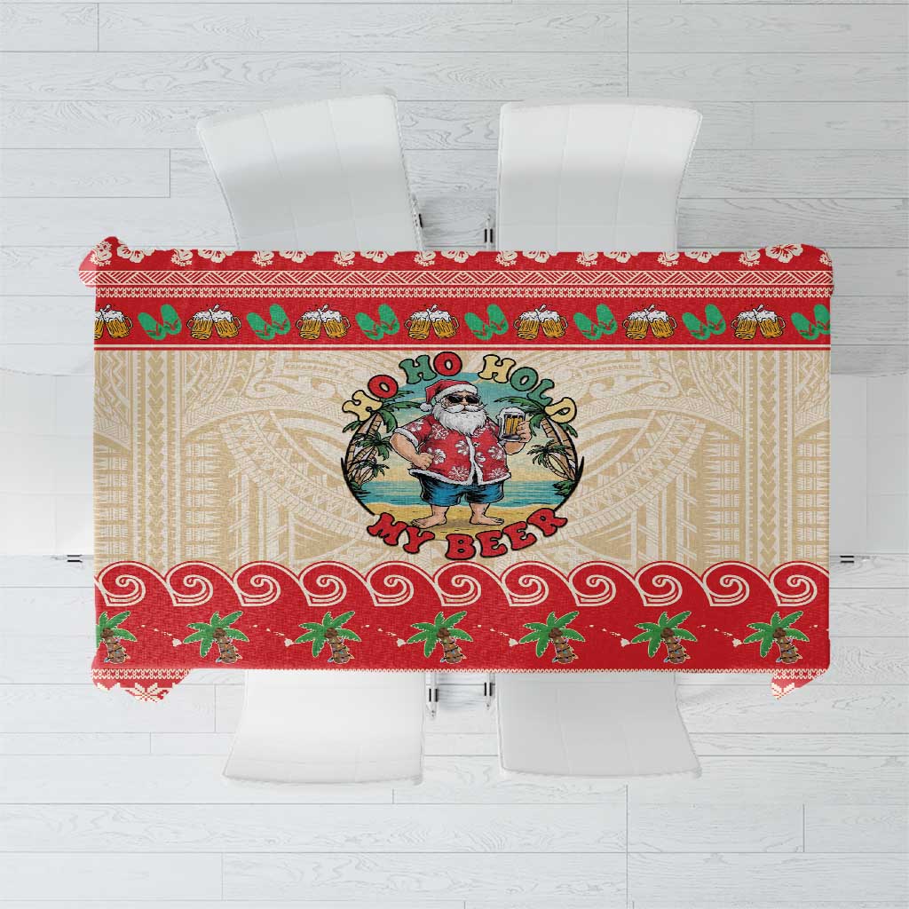 Mele Kalikimaka Hawaii Tablecloth Funny Beer-Loving Santa Hawaiian Tropical - Polynesian Pride