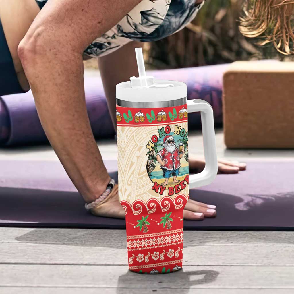 Mele Kalikimaka Hawaii Tumbler With Handle Funny Beer-Loving Santa Hawaiian Tropical - Polynesian Pride