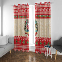 Mele Kalikimaka Hawaii Window Curtain Funny Beer-Loving Santa Hawaiian Tropical - Polynesian Pride