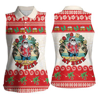Mele Kalikimaka Hawaii Women Sleeveless Polo Shirt Funny Beer-Loving Santa Hawaiian Tropical - Polynesian Pride