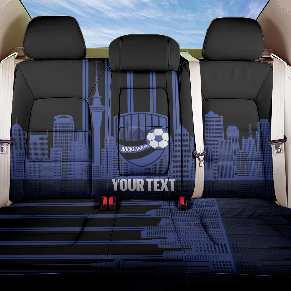 New Zealand Auckland Football Custom Back Car Seat Cover Go City of Sails Est 2025 LT14 One Size Black - Polynesian Pride