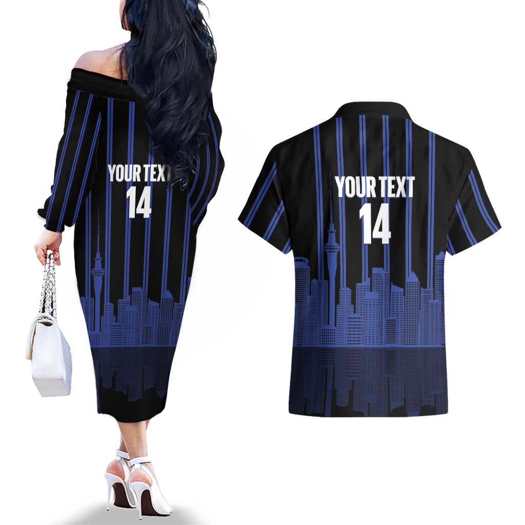 New Zealand Auckland Football Custom Couples Matching Off The Shoulder Long Sleeve Dress and Hawaiian Shirt Go City of Sails Est 2025 LT14 - Polynesian Pride