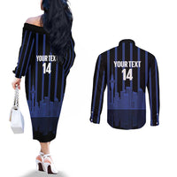 New Zealand Auckland Football Custom Couples Matching Off The Shoulder Long Sleeve Dress and Long Sleeve Button Shirt Go City of Sails Est 2025 LT14 - Polynesian Pride