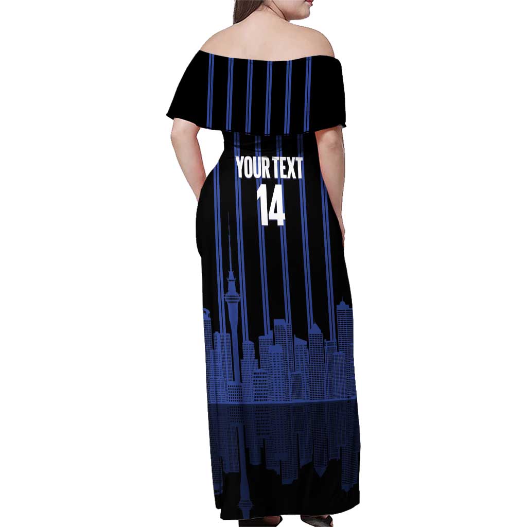 New Zealand Auckland Football Custom Family Matching Off Shoulder Maxi Dress and Hawaiian Shirt Go City of Sails Est 2025 LT14 - Polynesian Pride
