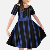 New Zealand Auckland Football Custom Family Matching Summer Maxi Dress and Hawaiian Shirt Go City of Sails Est 2025 LT14 Daughter's Dress Black - Polynesian Pride