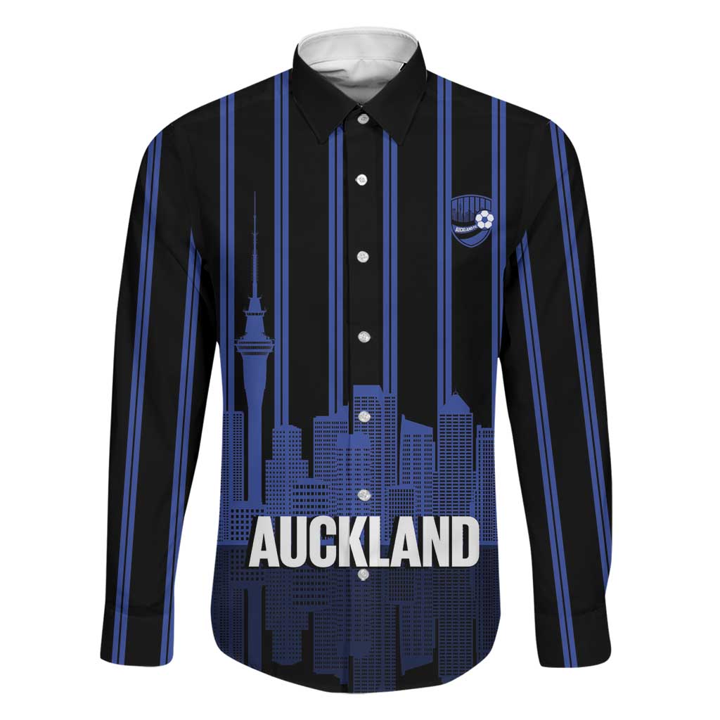 New Zealand Auckland Football Custom Family Matching Tank Maxi Dress and Hawaiian Shirt Go City of Sails Est 2025 LT14 Dad's Shirt - Long Sleeve Black - Polynesian Pride