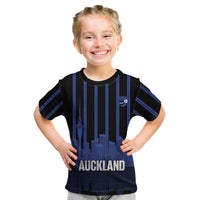 New Zealand Auckland Football Custom Kid T Shirt Go City of Sails Est 2025 LT14 Black - Polynesian Pride