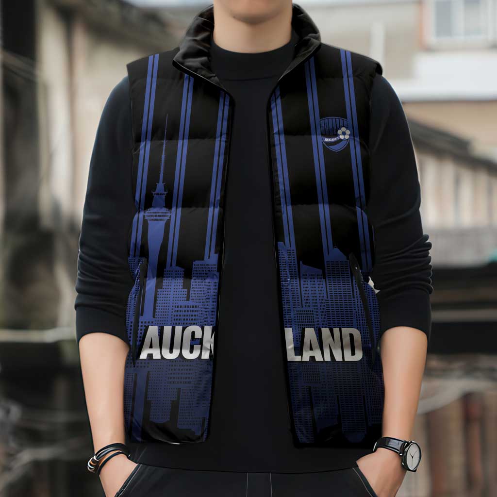 New Zealand Auckland Football Custom Sleeveless Puffer Jacket Go City of Sails Est 2025
