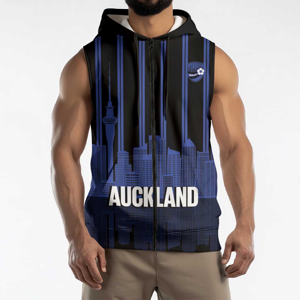 New Zealand Auckland Football Custom Sleeveless Zip Hoodie Go City of Sails Est 2025 LT14 - Polynesian Pride