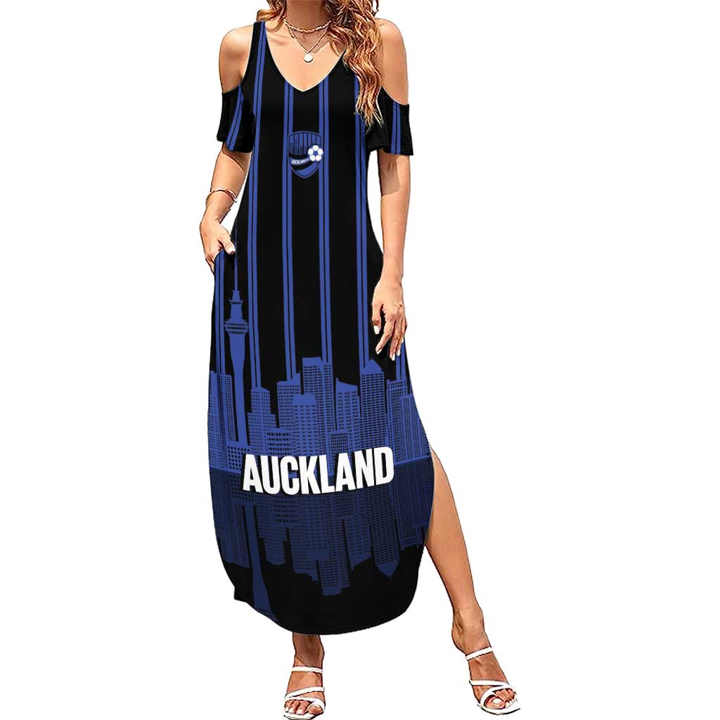 New Zealand Auckland Football Custom Summer Maxi Dress Go City of Sails Est 2025 LT14 Women Black - Polynesian Pride