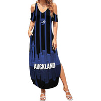 New Zealand Auckland Football Custom Summer Maxi Dress Go City of Sails Est 2025 LT14 Women Black - Polynesian Pride