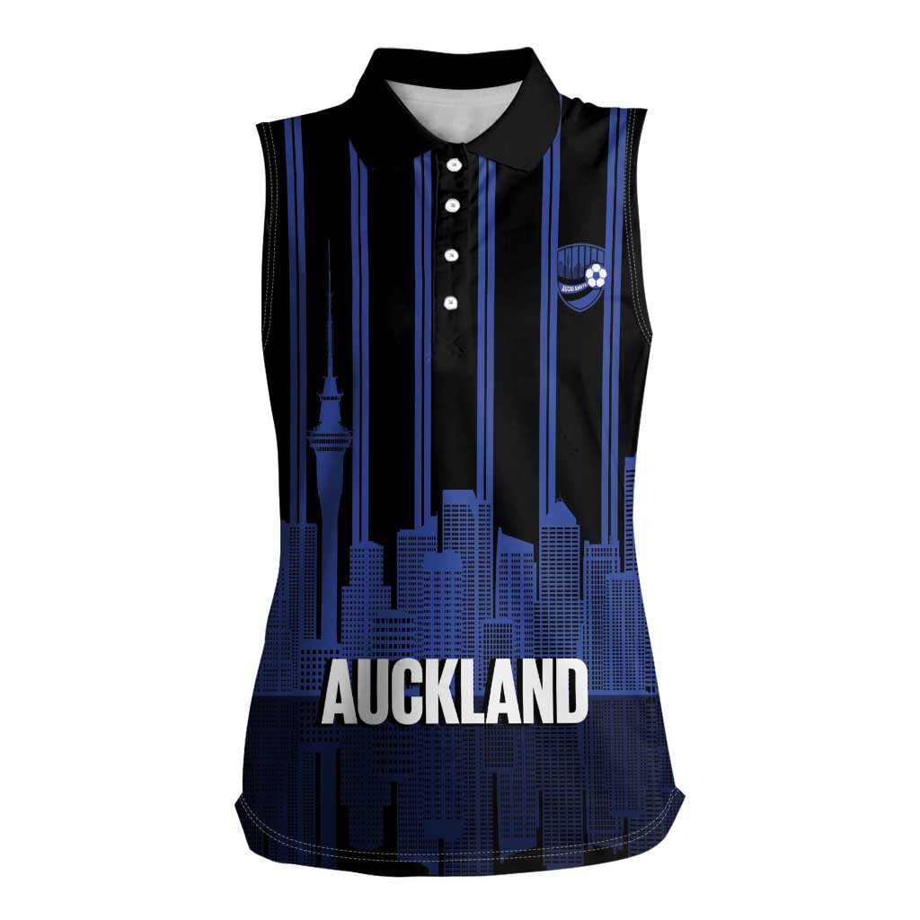 New Zealand Auckland Football Custom Women Sleeveless Polo Shirt Go City of Sails Est 2025 LT14 Female Black - Polynesian Pride