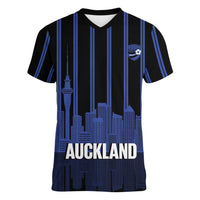 New Zealand Auckland Football Custom Women V-Neck T-Shirt Go City of Sails Est 2025 LT14 Female Black - Polynesian Pride