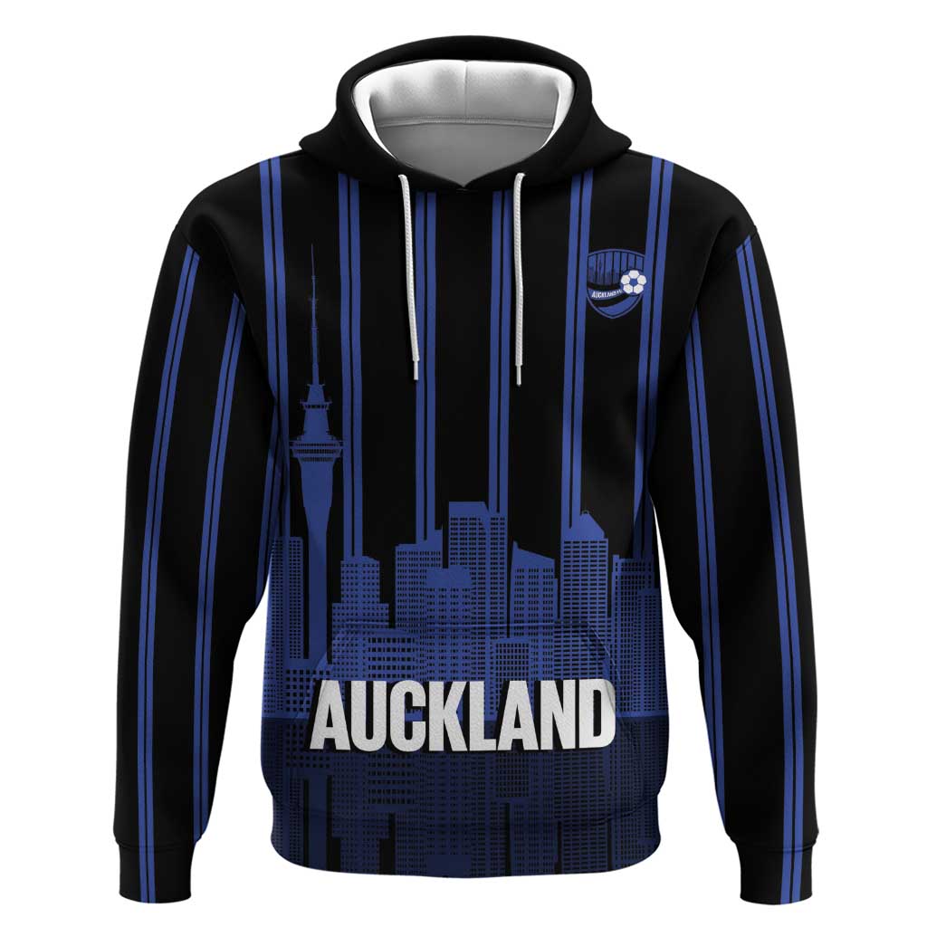 New Zealand Auckland Football Custom Zip Hoodie Go City of Sails Est 2025 LT14 Pullover Hoodie Black - Polynesian Pride