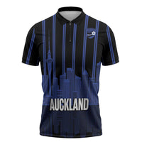 New Zealand Auckland Football Custom Zipper Polo Shirt Go City of Sails Est 2025 LT14 Black - Polynesian Pride