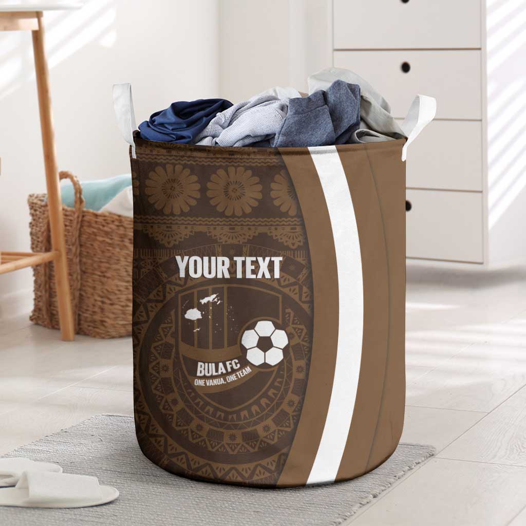 Bula Fiji Football Custom Laundry Basket One Vanua One Team Tapa Pattern
