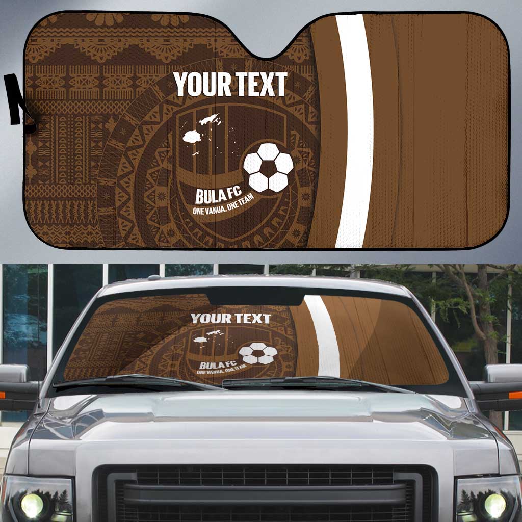 Bula Fiji Football Custom Auto Sun Shade One Vanua One Team Tapa Pattern