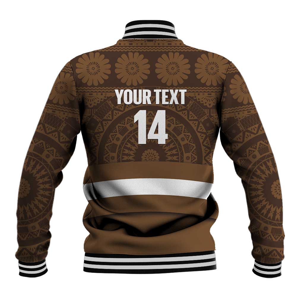 Bula Fiji Football Custom Baseball Jacket One Vanua One Team Tapa Pattern