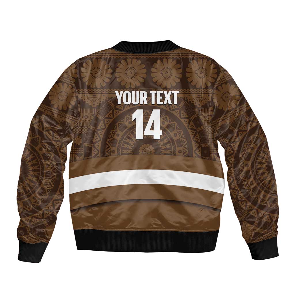 Bula Fiji Football Custom Bomber Jacket One Vanua One Team Tapa Pattern