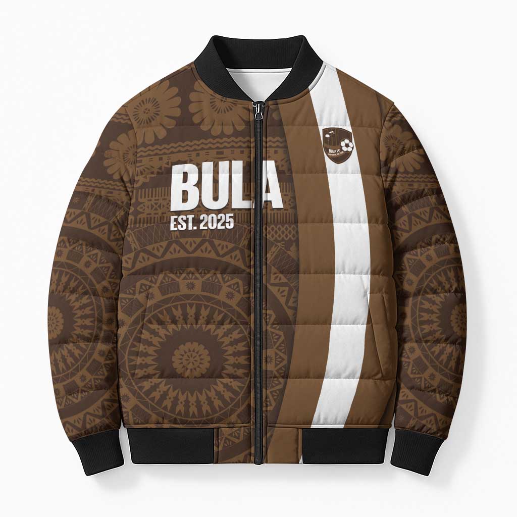 Bula Fiji Football Custom Bomber Puffer Jacket One Vanua One Team Tapa Pattern