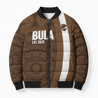 Bula Fiji Football Custom Bomber Puffer Jacket One Vanua One Team Tapa Pattern