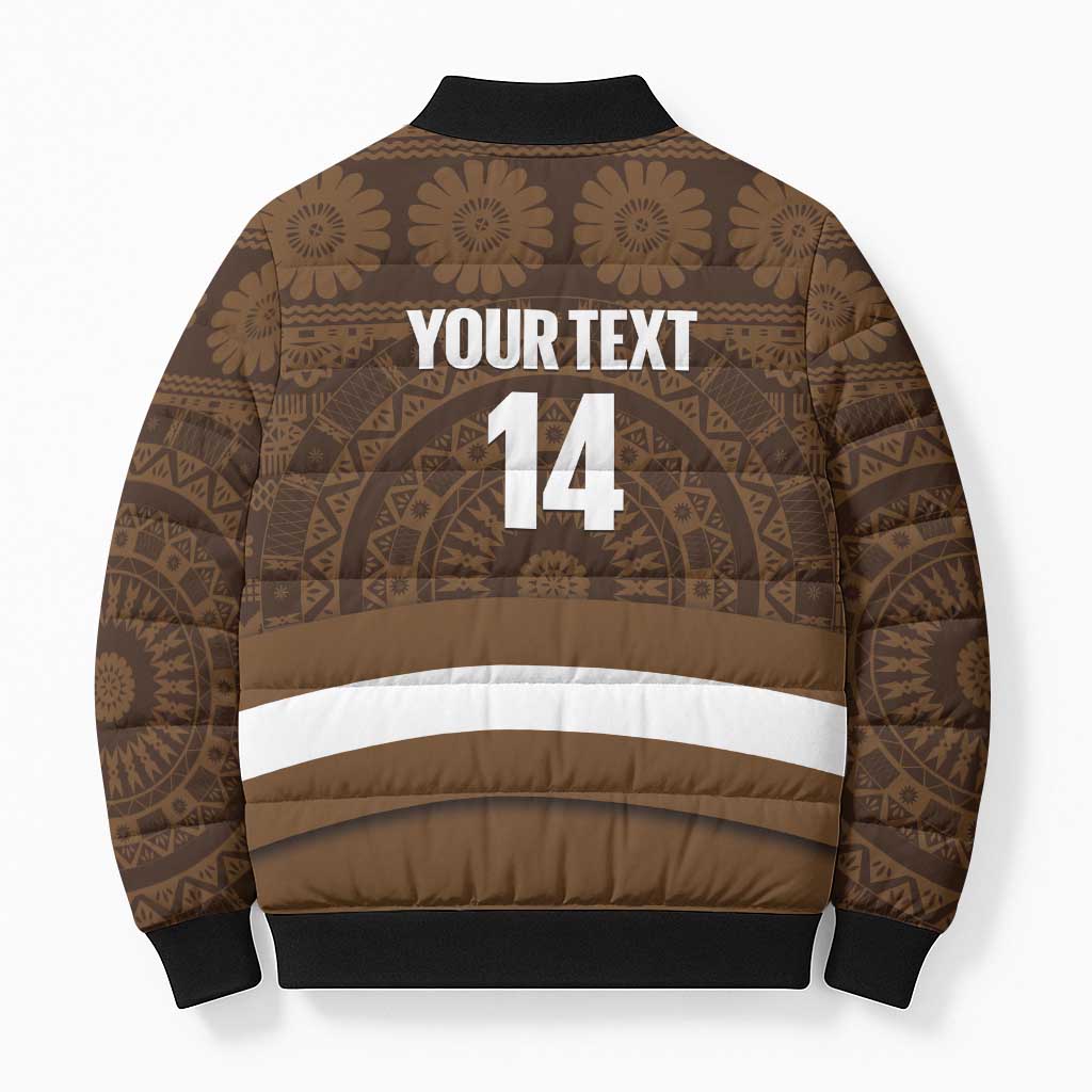 Bula Fiji Football Custom Bomber Puffer Jacket One Vanua One Team Tapa Pattern