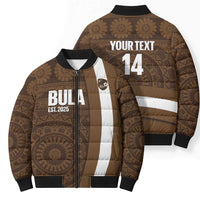 Bula Fiji Football Custom Bomber Puffer Jacket One Vanua One Team Tapa Pattern