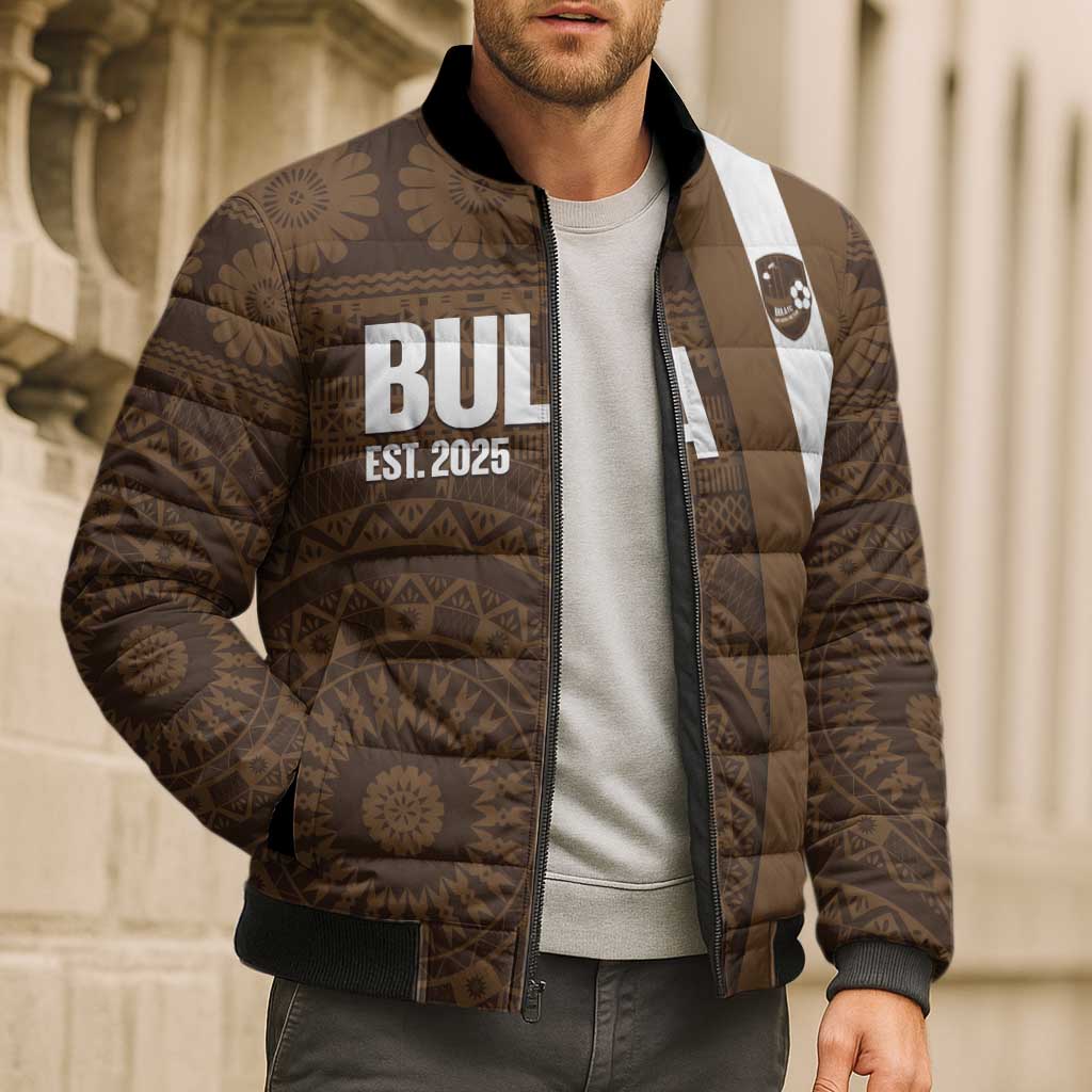Bula Fiji Football Custom Bomber Puffer Jacket One Vanua One Team Tapa Pattern