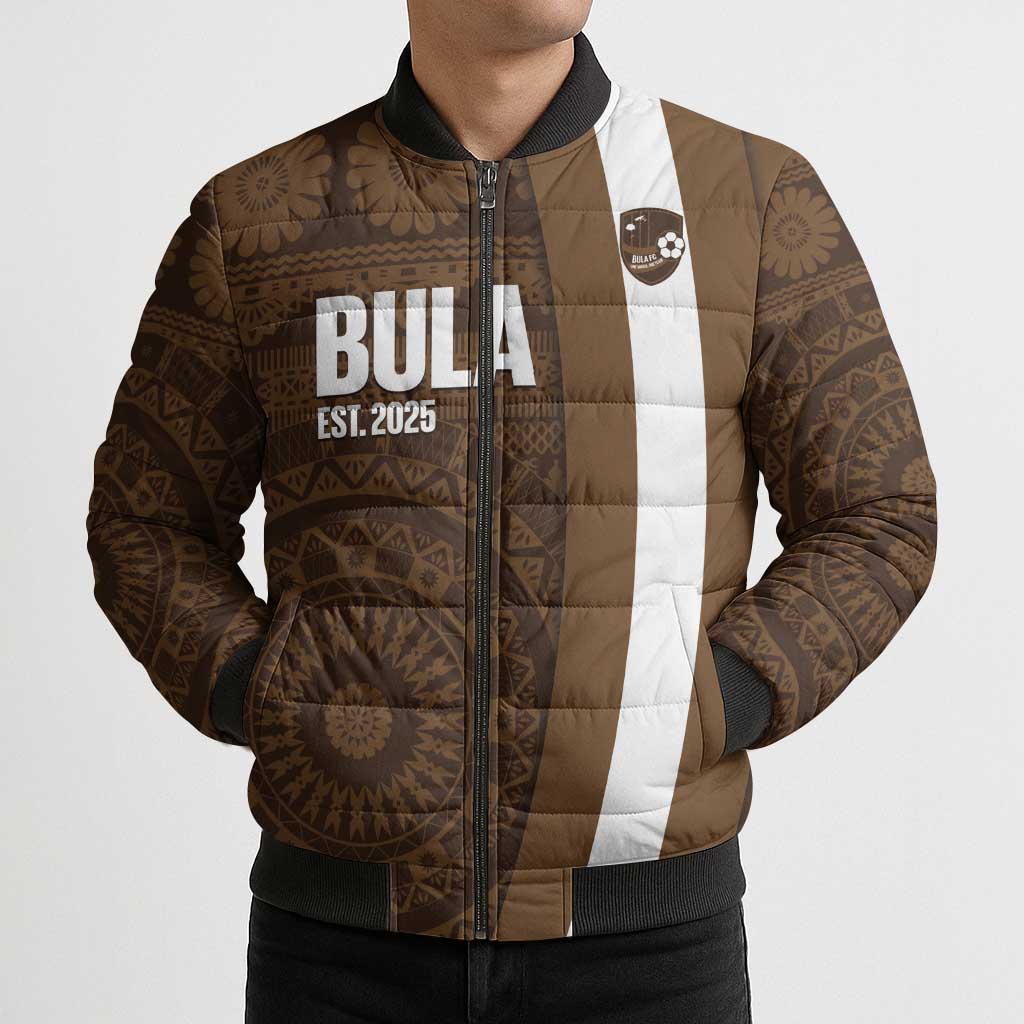 Bula Fiji Football Custom Bomber Puffer Jacket One Vanua One Team Tapa Pattern