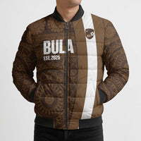Bula Fiji Football Custom Bomber Puffer Jacket One Vanua One Team Tapa Pattern