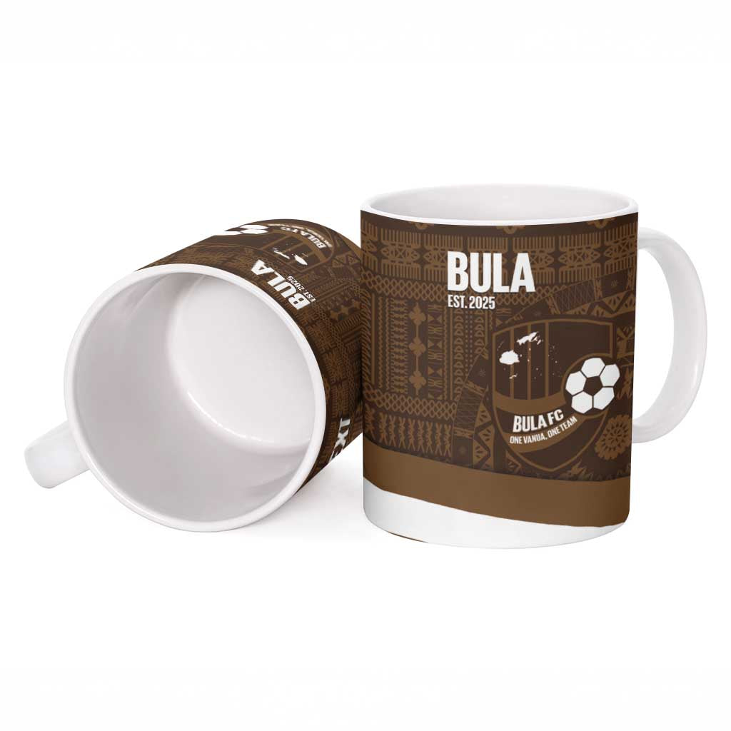 Bula Fiji Football Custom Ceramic Mug One Vanua One Team Tapa Pattern