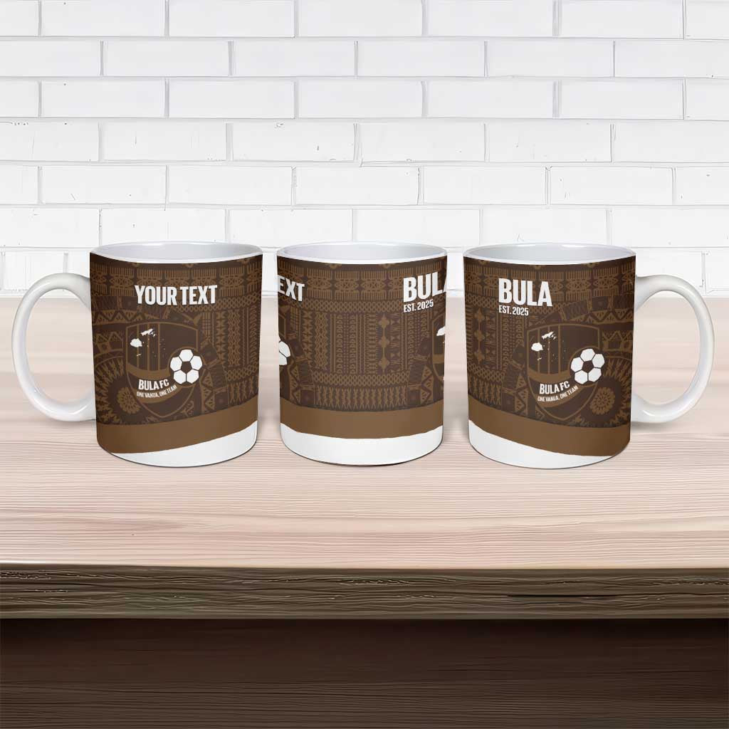 Bula Fiji Football Custom Ceramic Mug One Vanua One Team Tapa Pattern