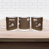 Bula Fiji Football Custom Ceramic Mug One Vanua One Team Tapa Pattern