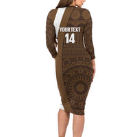 Bula Fiji Football Custom Family Matching Long Sleeve Bodycon Dress and Hawaiian Shirt One Vanua One Team Tapa Pattern LT14 - Polynesian Pride