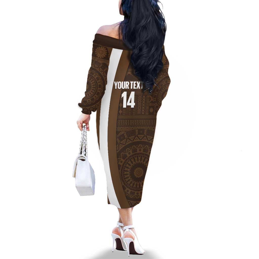 Bula Fiji Football Custom Family Matching Off The Shoulder Long Sleeve Dress and Hawaiian Shirt One Vanua One Team Tapa Pattern LT14 - Polynesian Pride