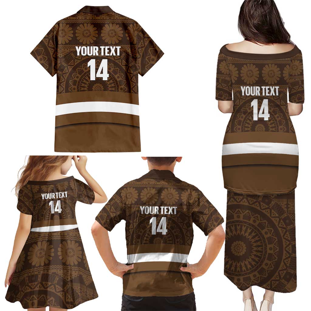 Bula Fiji Football Custom Family Matching Puletasi and Hawaiian Shirt One Vanua One Team Tapa Pattern