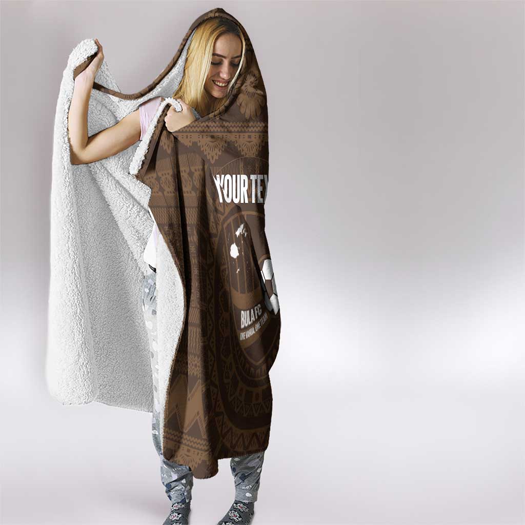 Bula Fiji Football Custom Hooded Blanket One Vanua One Team Tapa Pattern