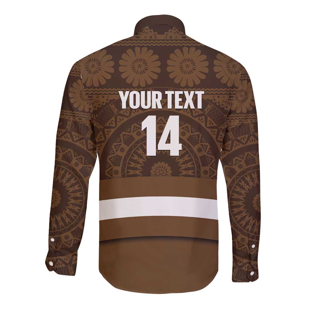 Bula Fiji Football Custom Long Sleeve Button Shirt One Vanua One Team Tapa Pattern